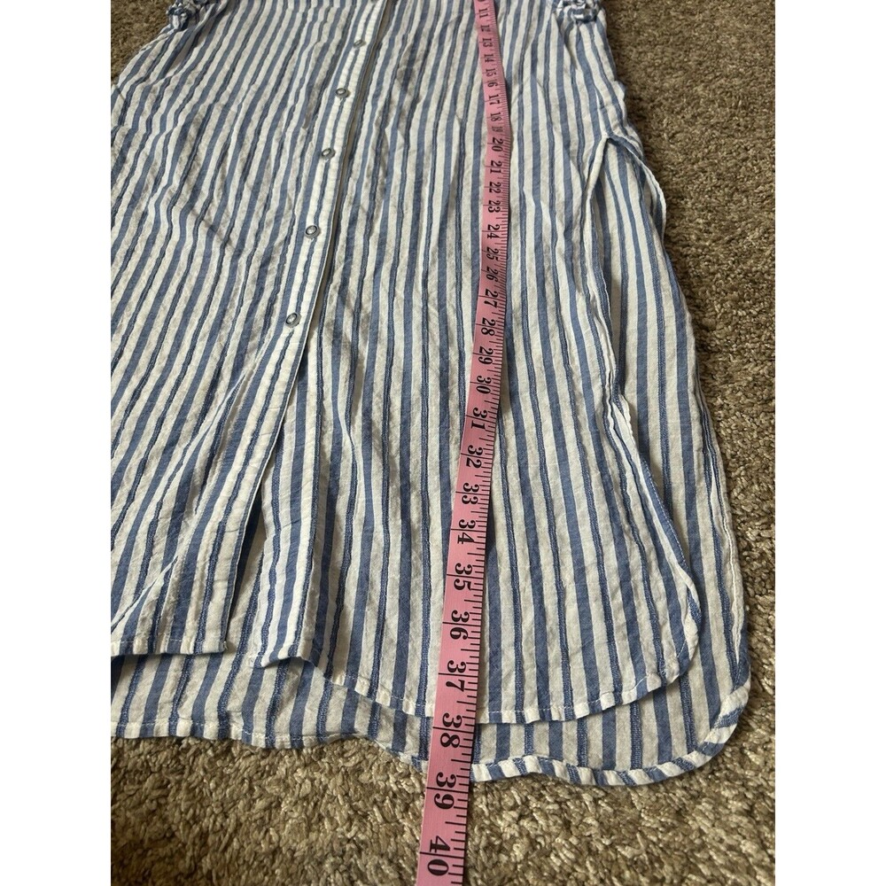 Maeve by Anthropologie Striped Button Down Tunic Women Medium Blue White Small - Picture 10 of 12